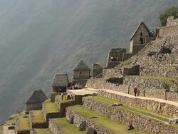 WS View of Surrounding by fort with tourists / Machu Picchu, Peru Stock Footage