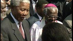 Tutu and Mandela at ANC victory rally News Clip