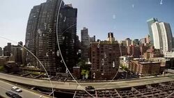 data stream symbolizing global network connection. numbers statistics background. city business district Stock Footage