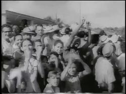 B/W 1959 crowd of people clapping + cheering / post-revolution Havana / newsreel Stock Footage