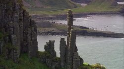 Giants Causeway  - Aerial View - Northern Ireland, Moyle, United Kingdom Stock Footage