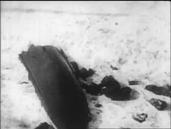 B/W 1915 waves breaking over wrecked lifeboat from Luistania disaster on coast of Ireland / newsreel Stock Footage