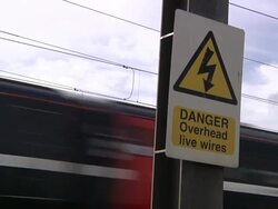 Danger Overhead Wires Stock Footage