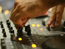 DeeJay On A Party Mixing Music Stock Footage