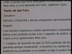 FARC asks for intl rep to be present when it frees six hostages News Clip
