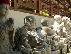 MS Shot of Ksitigarbha / Mount Mitoku, Tottori Prefecture, Japan  Stock Footage