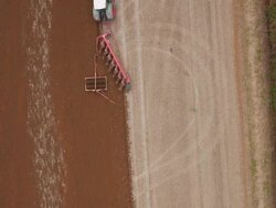 Aerial view of Tractor Ploughing Stock Footage
