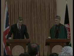 WRAP UK PM Brown and Karzai presser, military base News Clip