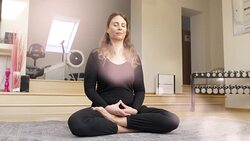 Yoga Exercise. Young Woman In Lotus Position. Stock Footage