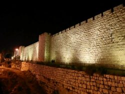 Jerusalem, night shot of the Ottoman walls Stock Footage