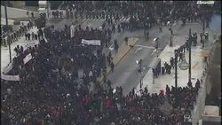 Dramatic pix as protesters and police clash, minister caught up News Clip