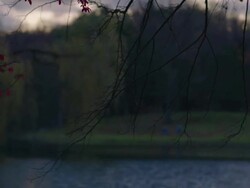 camera pan to two dancers dancing in distance Stock Footage