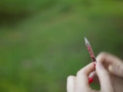 syringe injection woman holding in hand Stock Footage