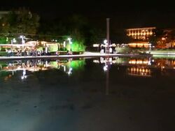 Yerevan, night scene of swan lake in Jerewan park Stock Footage