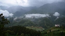 terraced rice field in Sapa, Vietnam Stock Footage