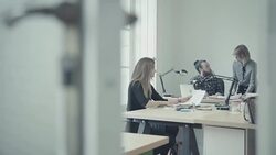 New business team: at work together in the startup office Stock Footage