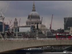 London View from River Thames Bridge Stock Footage