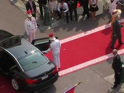 Guest arrives at Palace at the Monaco Royal Wedding: Religious Ceremony Arrivals at Monaco . (Footage by WireImage Video/Getty Images Entertainment Video) Stock Footage