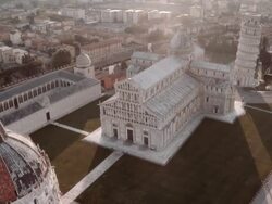 Aerial View of Cathedral and Leaning Tower of Pisa Stock Footage