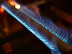 Gas Oven Burner Ignites and Shuts Off Stock Footage