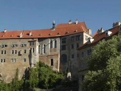 Pan Left Shot  Cesky Krumlov Castle Cesky Krumlov Bohemia Czech Republic Stock Footage