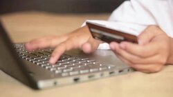Woman shopping on internet by credit card Stock Footage
