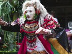 MS Shot of man performing with mask on / Ubud, Bali, Indonesia Stock Footage