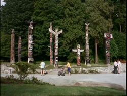 WA totem poles at Stanley Park, Vancouver, Canada Stock Footage