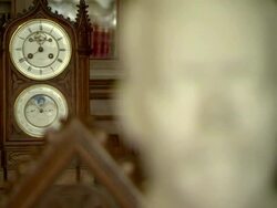 CU R/F Clock and bust of Czar Nichols ll of Russia / St Petersburg, Russia Stock Footage
