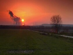 Industry at sunrise (zoom out) NTSC Stock Footage