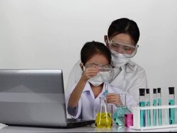 Scientist researching at laboratory Stock Footage