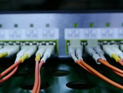 Switch Fiber Optic and LED blinking Dolly Stock Footage