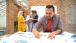 Creative man working at the office Stock Footage