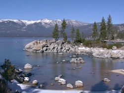 Lake Tahoe Sand Harbor vista in winter Stock Footage