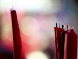 Worshiping gods by burning incense Stock Footage