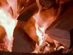 CU View of burning logs / Serrig, Rhineland-Palatinate, Germany Stock Footage