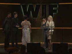 SPEECH - Cathy Schulman, Judith Parker Harris, Bonnie Spence at 2014 Women In Film Crystal + Lucy Awards Presented By Max Mara, BMW, Perrier-Jouet And South Coast Plaza Stock Footage