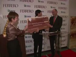 SPEECH: Evan Lysacek presents Ferrero's donation to Habitat for Humanity at the Ferrero Chocolates and Evan Lysacek Fashion Event at New York NY.  Stock Footage