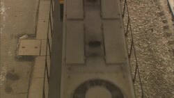 Three connected diesel locomotives move on a section of railway tracks. Stock Footage