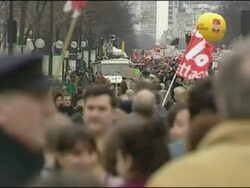 Students in Paris demonstrate against new job laws Stock Footage