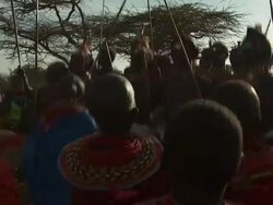 Maasai Ceremony - Warriors and women dancing, WITH AUDIO Stock Footage
