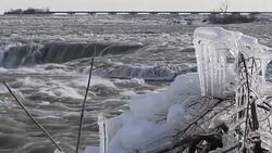 CLEAN : Niagara Falls partially frozen over in North American cold snap News Clip