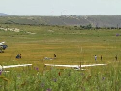 People landing on a Parachute Stock Footage