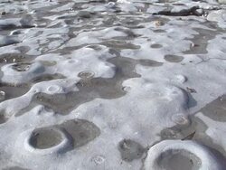 MS TU SLO MO Shot of wave cut platform covering with ammonites graveyard to cliffs of alternating limestone and clay strata / Newcastle Emlyn, Ceredigion, United Kingdom Stock Footage