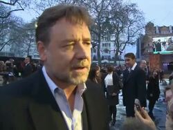 INTERVIEW -  Russell Crow on Playing the lead role and working alongside Emma Watson at 'Noah' UK film premiere at Odeon Leicester Square Stock Footage