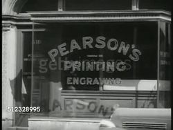 1935: SUPREME COURT DECISIONS: Two printers proofreading paper at desk. EXT Pearson's Print shop. Supreme Court decisions bulletin board, sign '10 cents each' TOPICS listed: NRA, Hot Oil, RR Retirement, NY State Minimum Wage Law... Instructional Video