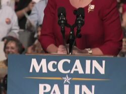 2008 CU PAN TU Todd Palin standing next to podium as his wife, Republican Governor Sarah Palin, speaks during presidential campaign on September 9, 2008 / Lancaster, Pennsylvania, USA / AUDIO Stock Footage