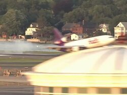 WS, ZI, PAN, FedEx jet landing on Logan Airport, Boston, Massachusetts, USA Stock Footage