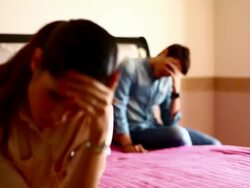 HD:Young couple after conflict. Stock Footage