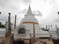 MS Thuparama Dagoba, first dagaba built in Sri Lanka after introduction of Buddhism, contains collarbone of Buddha / Anuradhapura, North Central Province, Sri Lanka Stock Footage